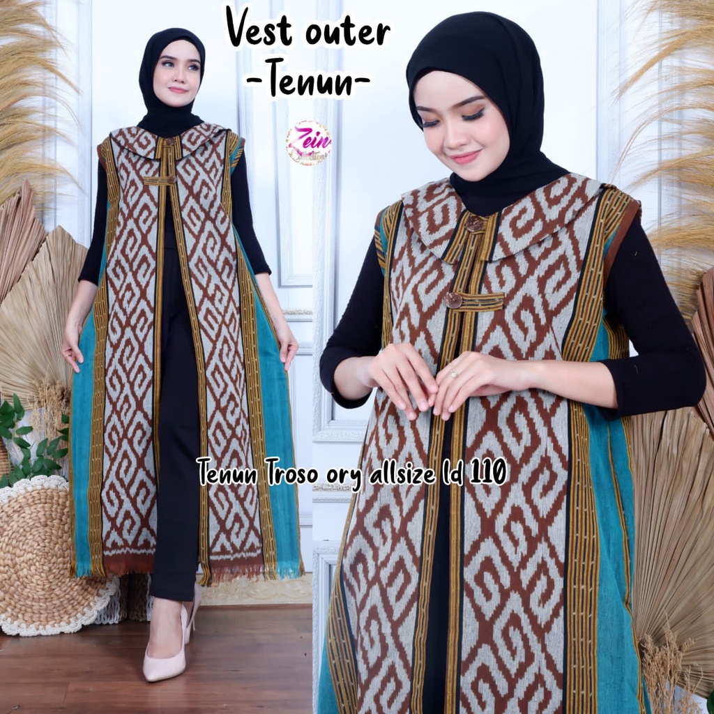 Vest Outer Batik Tenun Wanita by Butik Batik Solo Bahan Batik Tenun kode VEST OUTER TENUN