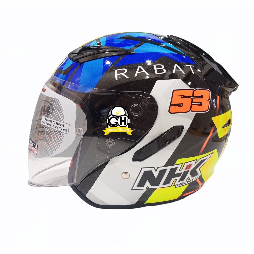 HELM NHK HALF FACE R1 GP EDITION TITO RABAT BLACK GLITERS