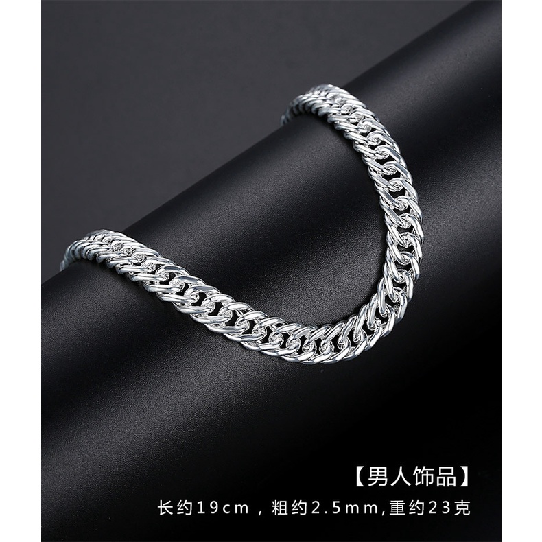 Gelang Rantai Bahan Stainless Steel 990 Silver Plated Untuk Pria Dan Wanita