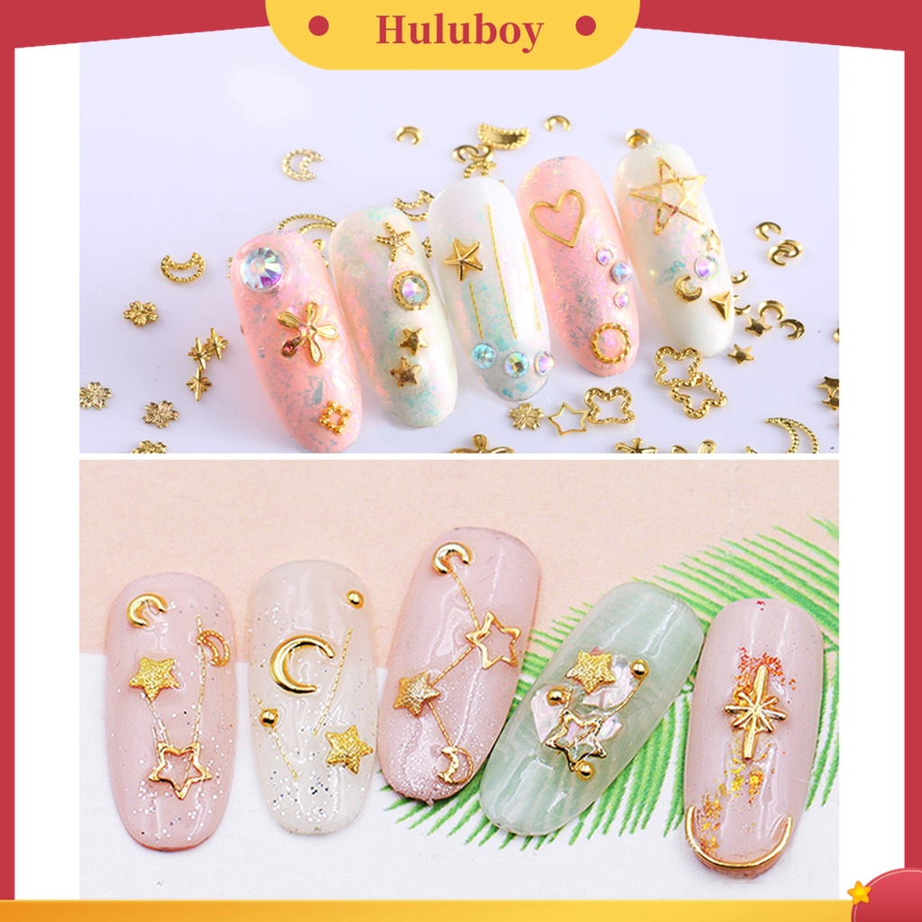 Huluboy Huluboy♡ Stiker Kuku Desain Bulan Bintang 3D Untuk Dekorasi Nail Art