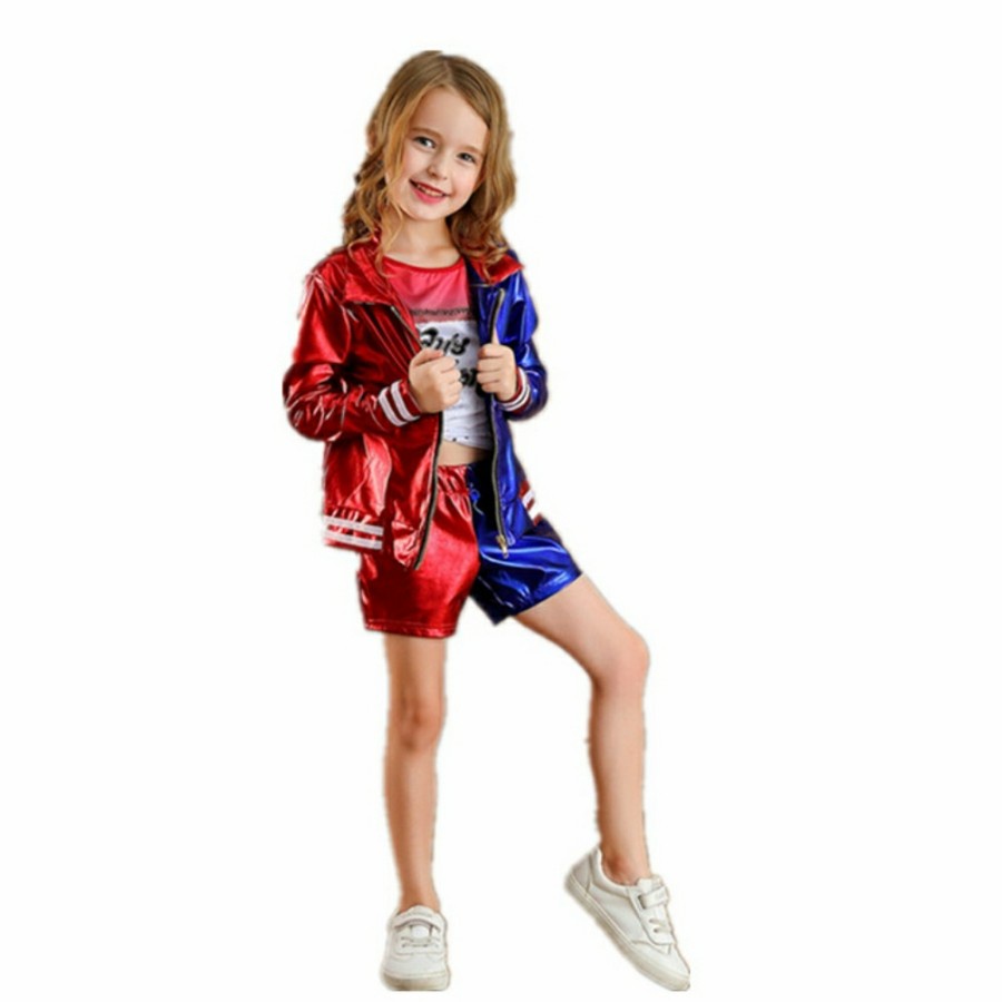 Harley quinn Suicide squad kids costume halloween costume 4 in 1 set