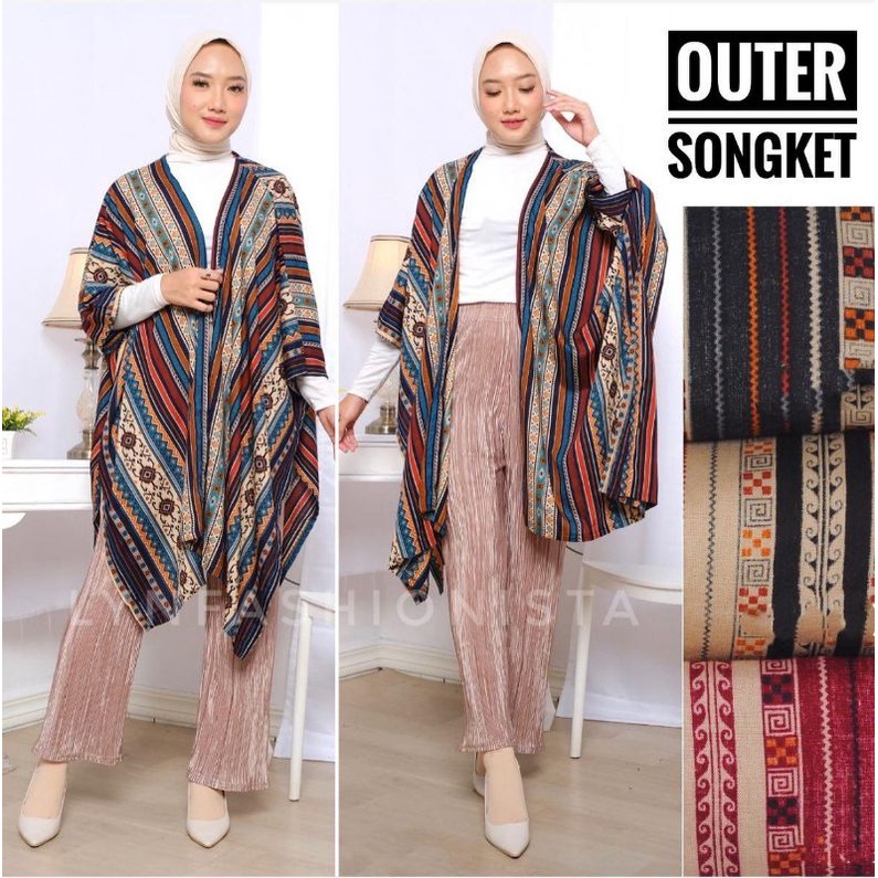 (MAX BB100 KG)OUTER JUMBO WANITA KALONG MOTIF SONGKET/KARDIGAN WANITA JUMBO MOTIF BUNGA/8866