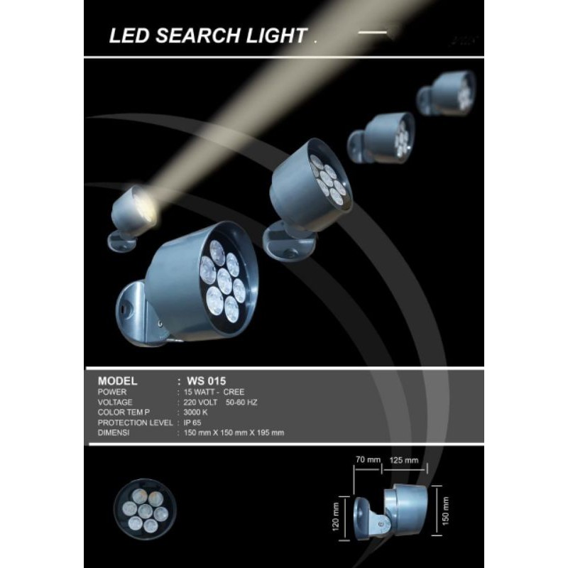 Lampu Sorot Led Fokus Tembak Pilar Menara Tower Led Search Light 15W 15 Watt Fokus