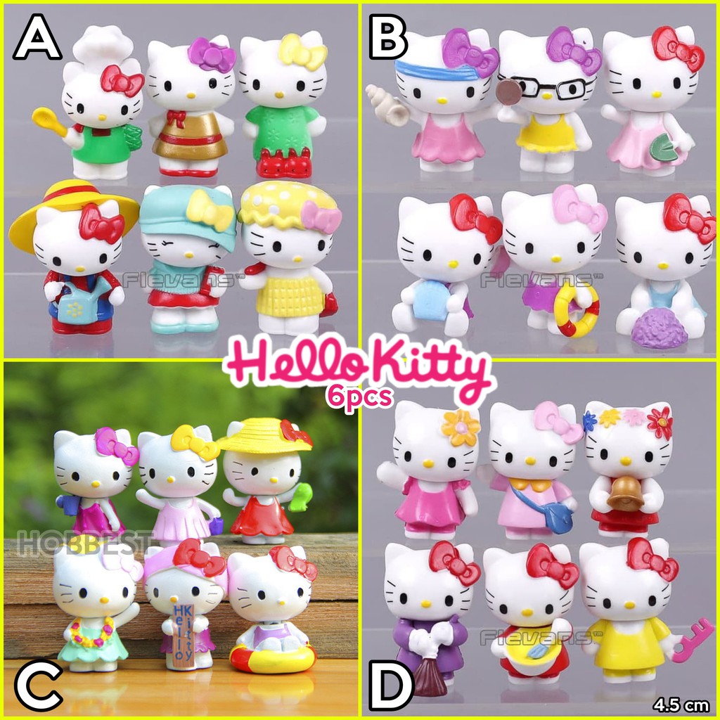 Jual Action Figure HELLO KITTY Isi 6 Pcs - Miniatur Topper Kue Cake ...