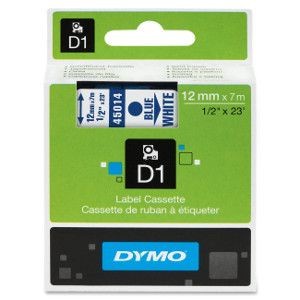 

Tape Label Dymo D1 45014 Blue on White 12mm x 7m
