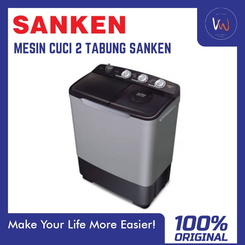 Mesin Cuci 2 Tabung Sanken TW927HGY (8Kg) - KHUSUS CIKAMPEK, PURWAKARTA, KARAWANG