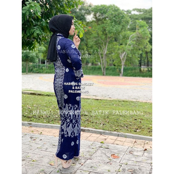 COUPLE GAMIS BATIK SONGKET PALEMBANG NAVY SILVER