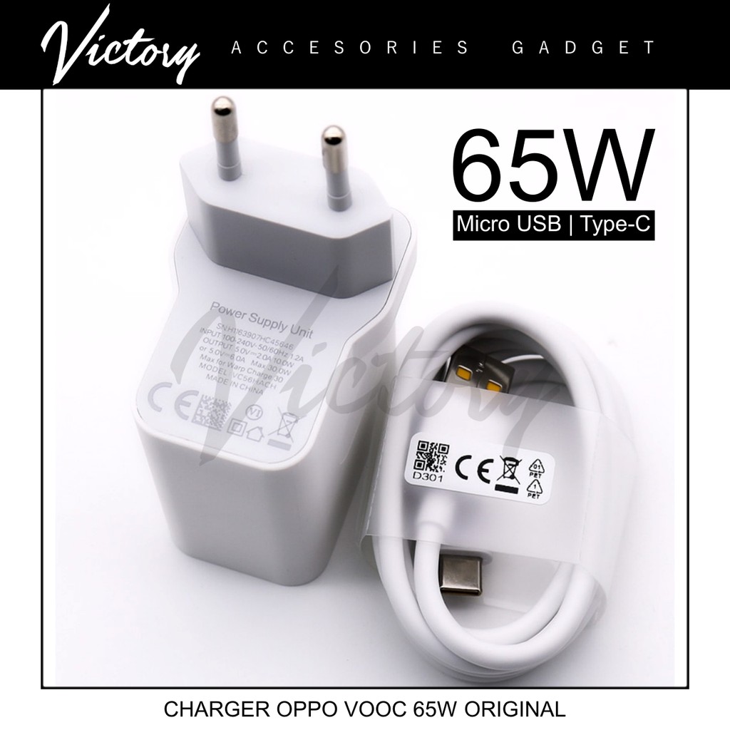 Charger OPPO VOOC 65W Flash Charging Micro USB 3.0 Original / Charger OPPO 65W VOOC