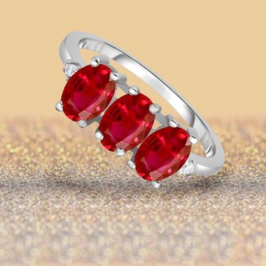 Cincin Perak 925 Asli Cincin Perak untuk Wanita Tiga Ruby Cincin Hadiah Fashion Aksesoris Perhiasan