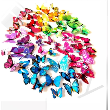 839 STIKER DINDING 3D MOTIF KUPU-KUPU 3D WALL STIKER 12 BUTTERFLY PVC