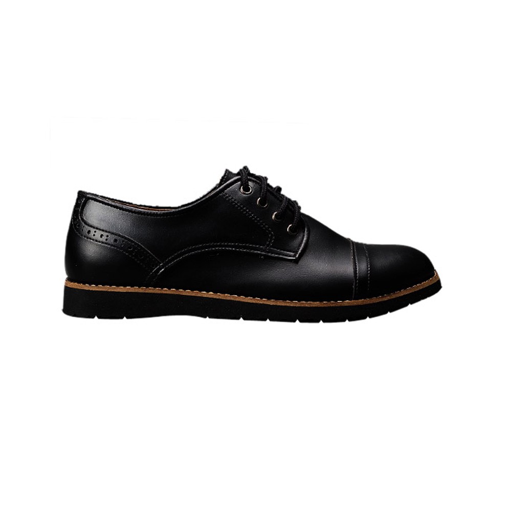 Sepatu Kulit Casual Formal Kerja Kantor Derby Low Boots Pria Murah - Footstep Pedro Black