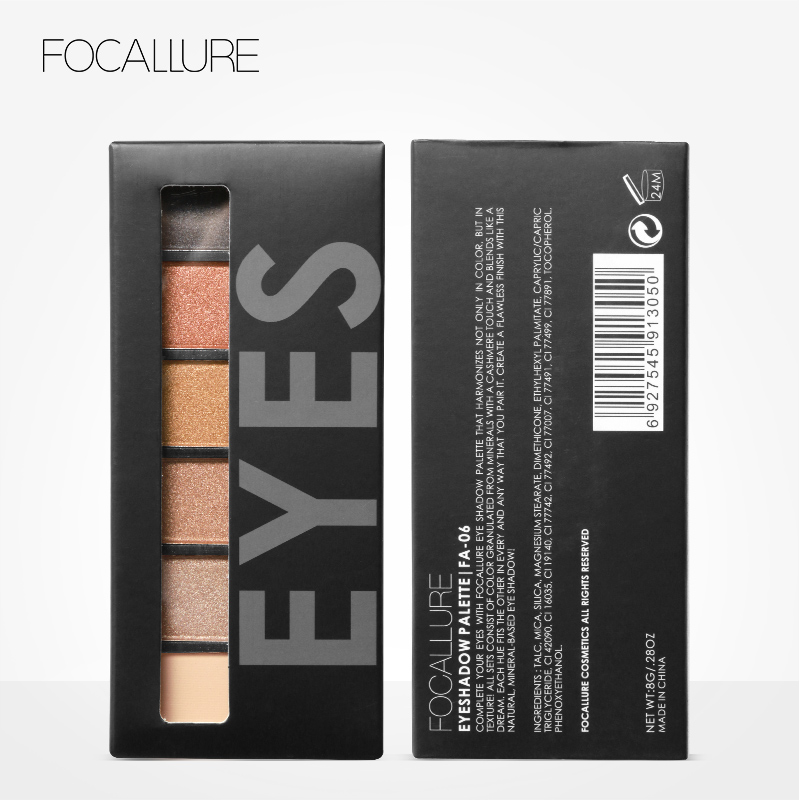 FOCALLURE 6 Colors Nude/Smoky Eyeshadow Palette FA06