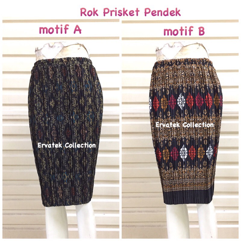 Rok Prisket Pendek P006 bawahan Wanita Plisket Sepan / Short Midi Skirt Batik