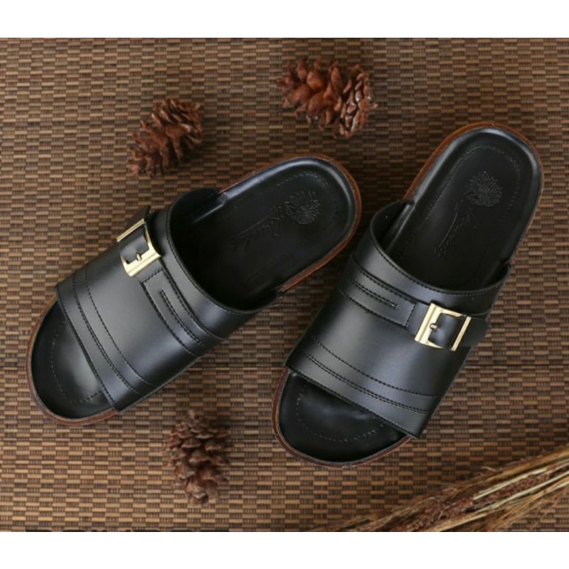 COD / Sandal SLOP Formal 38-43 SLOP Cowok Dewasa Kulit Super Tebal Hitam / Sendal Bapak2 OPA 02RIA