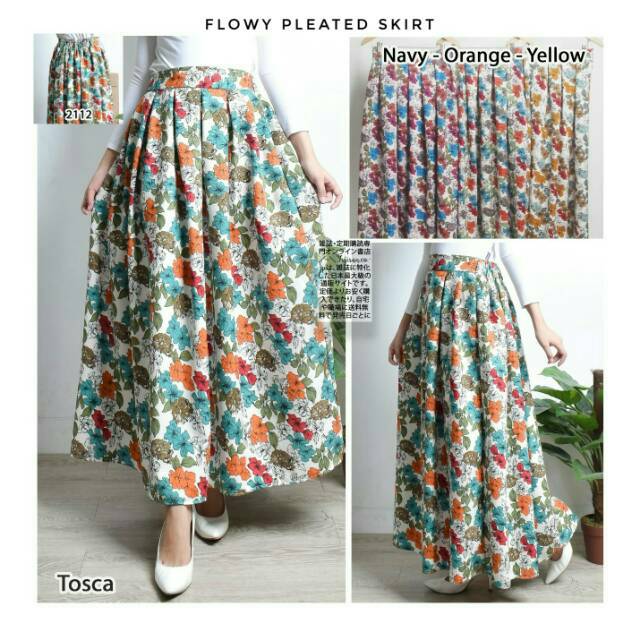 ROK PANJANG MOTIF BUNGA-BUNGA TEBAL LEBAR / MAXI SKIRT LEBAR TEBAL TIDAK TERAWANG