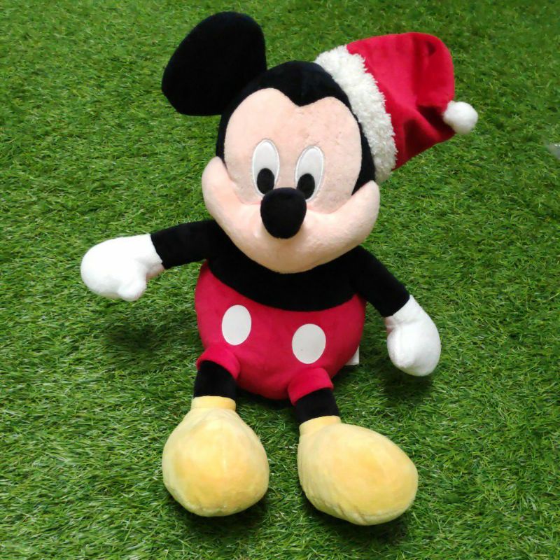 Boneka Semi Jumbo Mickey Mouse Classic Celana Merah Topi Santa Original Disney 40 cm - hadiah ulang 