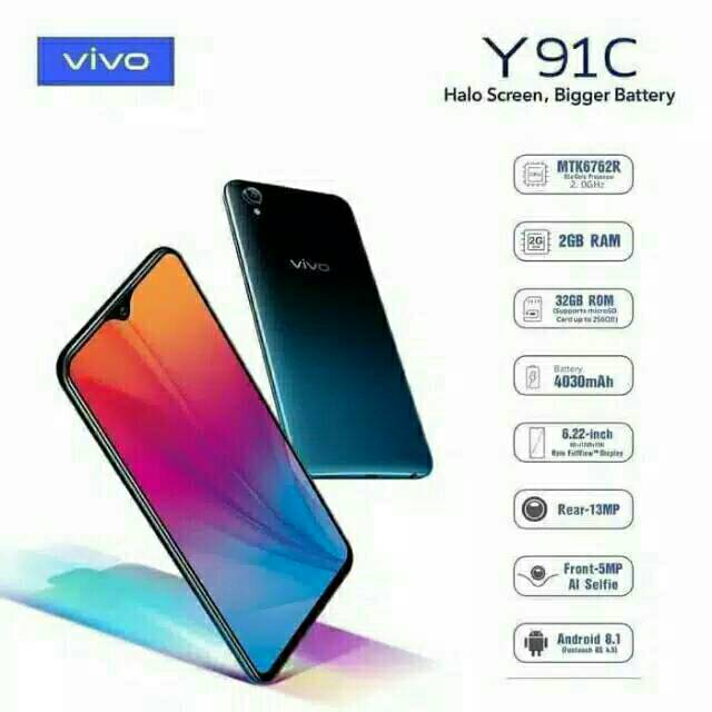 VIVO Y91 C RAM 2 ROM 32 , 2/32 GB GARANSI RESMI 1 TAHUN