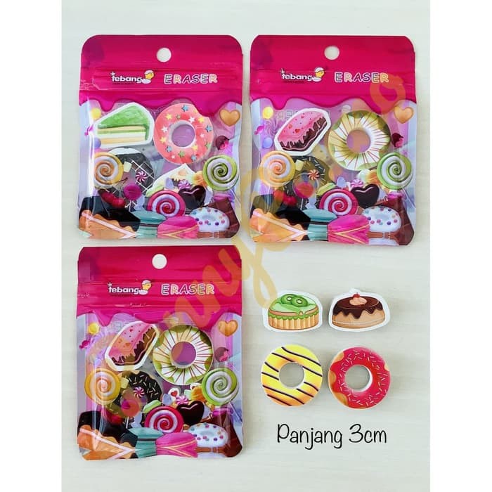 

nn Penghapus Pensil Model Cake Donut Lucu dan Unik 1 Pack Isi 4 Pcs