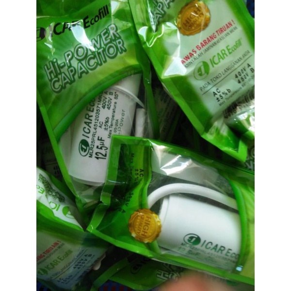 Kapasitor bulat icar ecofill 12 5 uf original  capasitor pompa air mesin cuci 12 5  mikro 12 5 mf