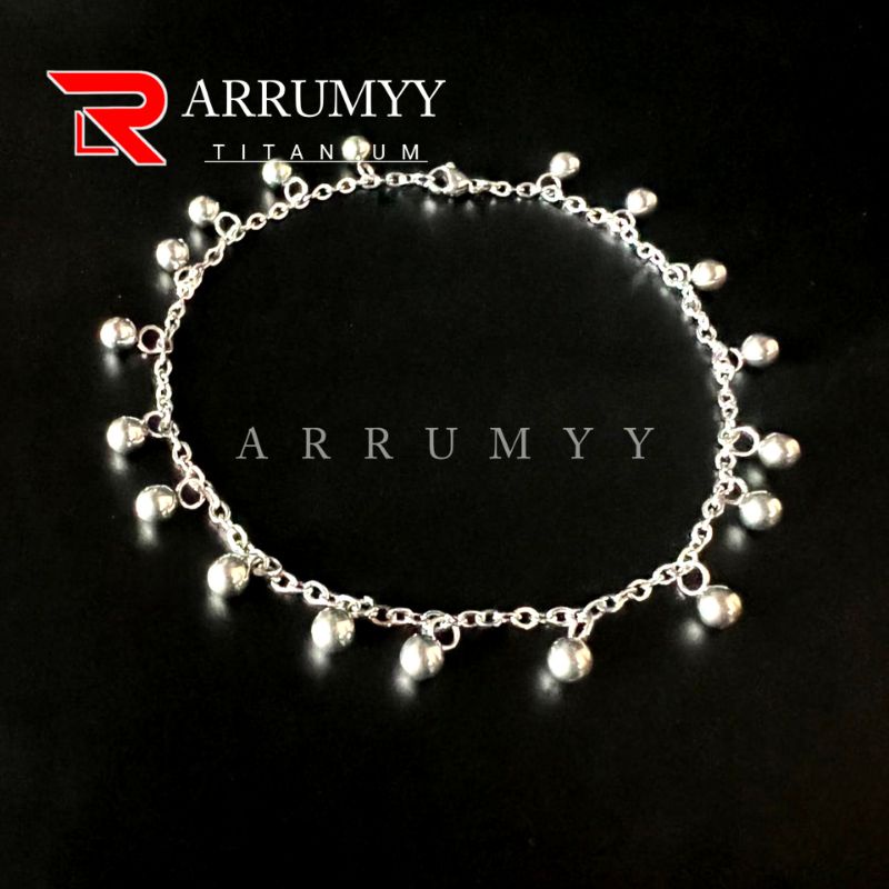 Gelang kaki gelang keroncong aksesoris  wanita titanium silver original anti karat