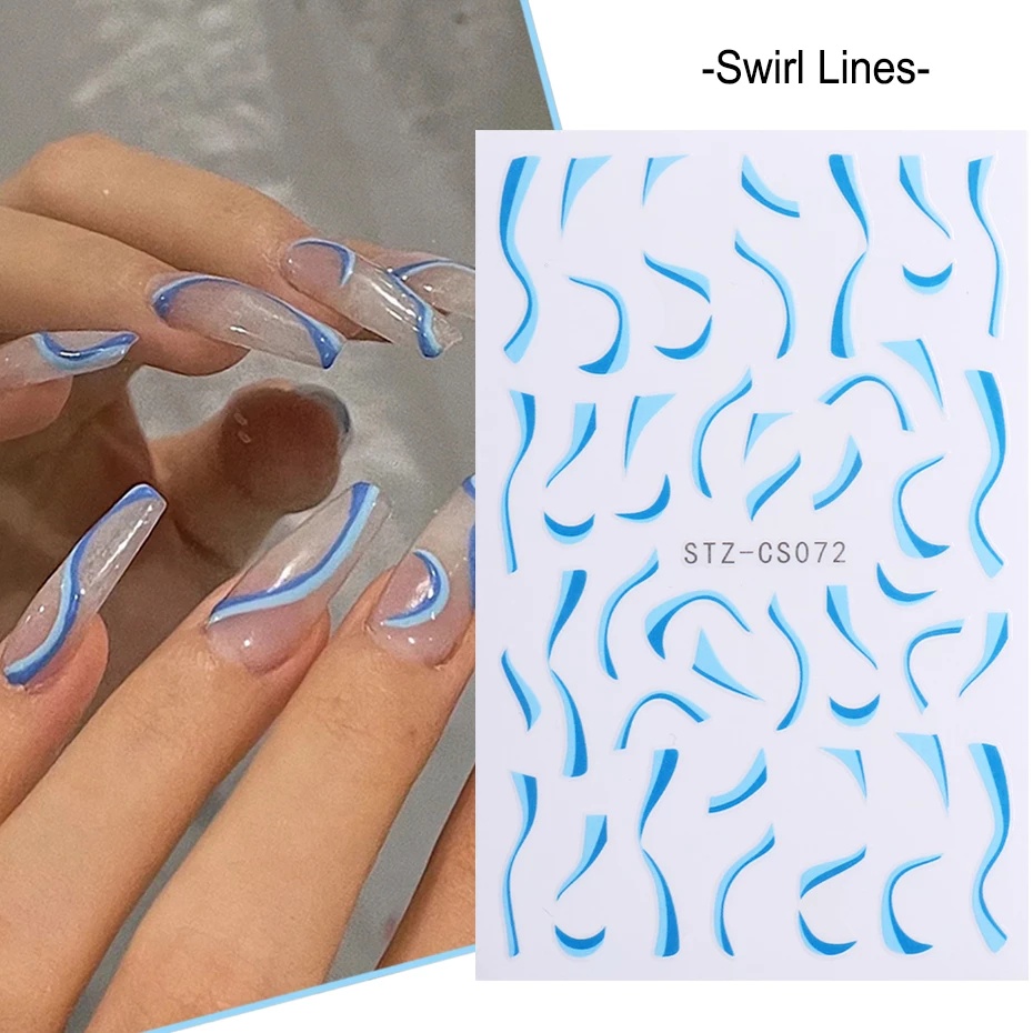 [Wavy Striped Cow Pattern Nail Foils] [3D Geometry Nails Stickers ] [Paper Nails Stickers] [DIY Manicure Accessories]