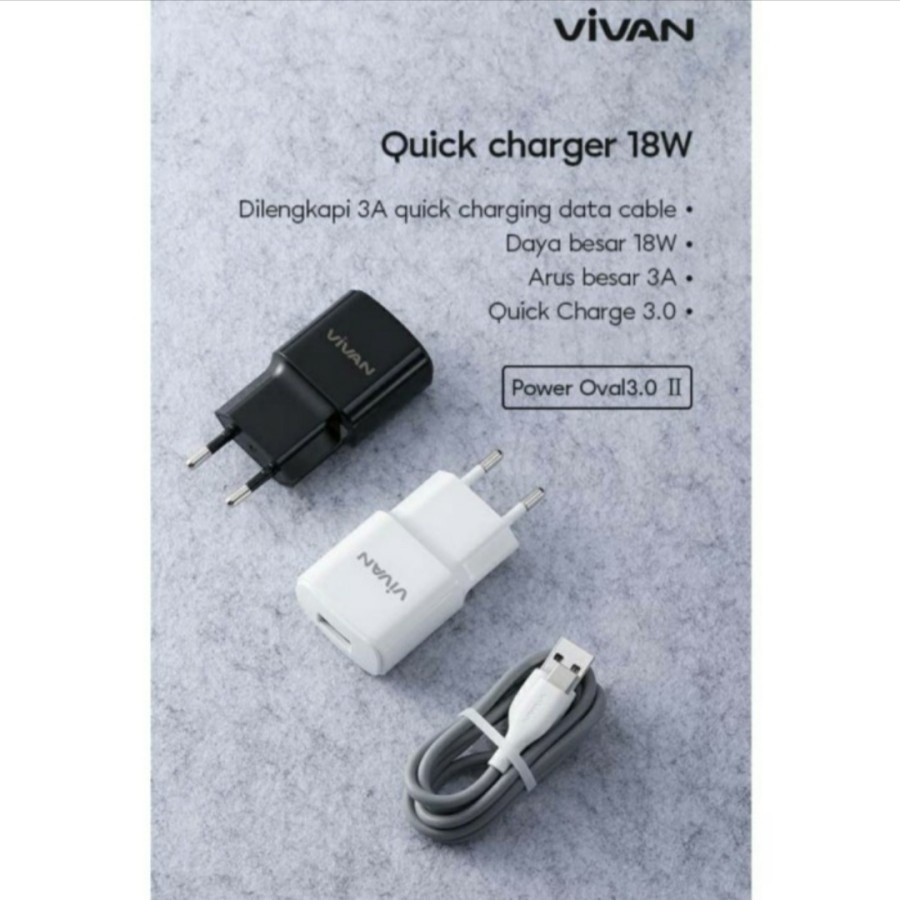 GARANSI 1 TAHUN CHARGER TYPE C VIVAN POWER OVAL 3.0 QUICK CHARGE 18W