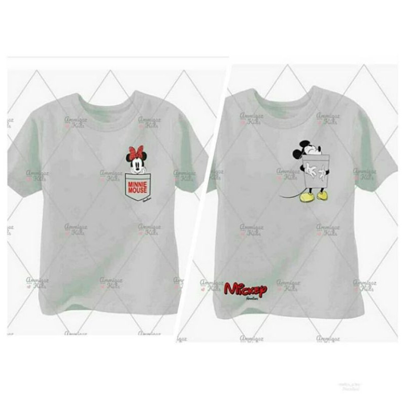 kaos ammigoz disney glow in the dark motif mickey dan minnie warna abu