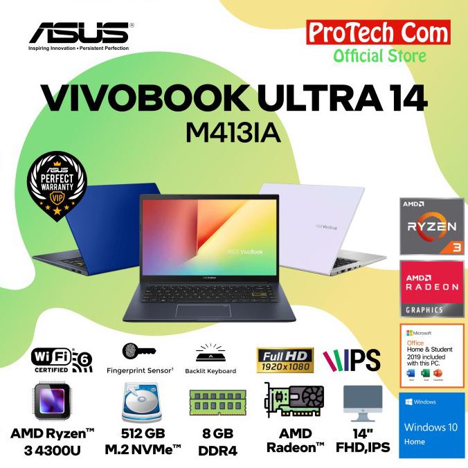 HARGA MURAH LAPTOP ASUS A412DA - RYZEN 3 3200U 8GB 512GB VEGA 3 14" FHD W10 RESMI