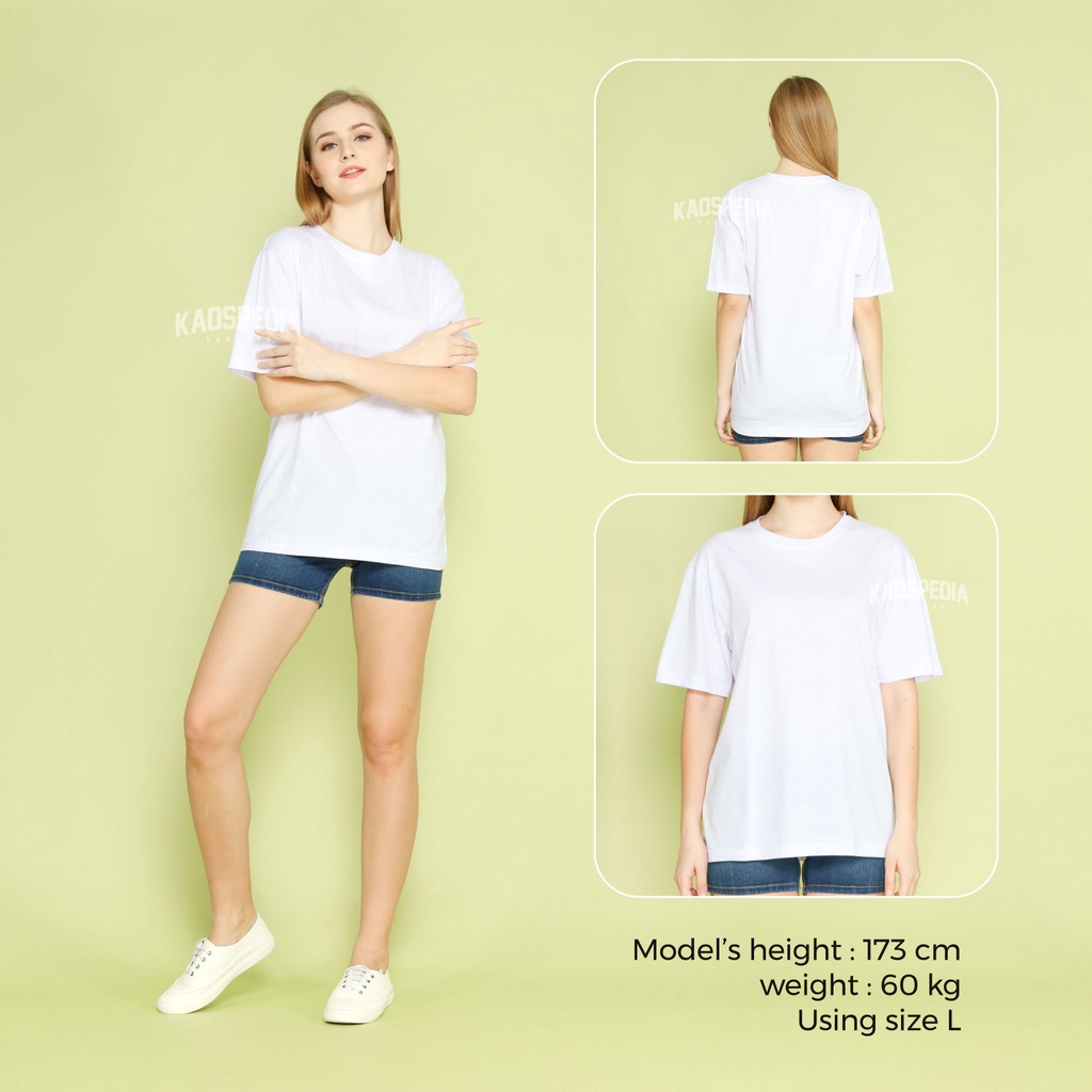 Kaos Polos Cotton Combed Lengan Pendek Premium 30s Pria Wanita Kaospedia Bandung-PUTIH SOLID