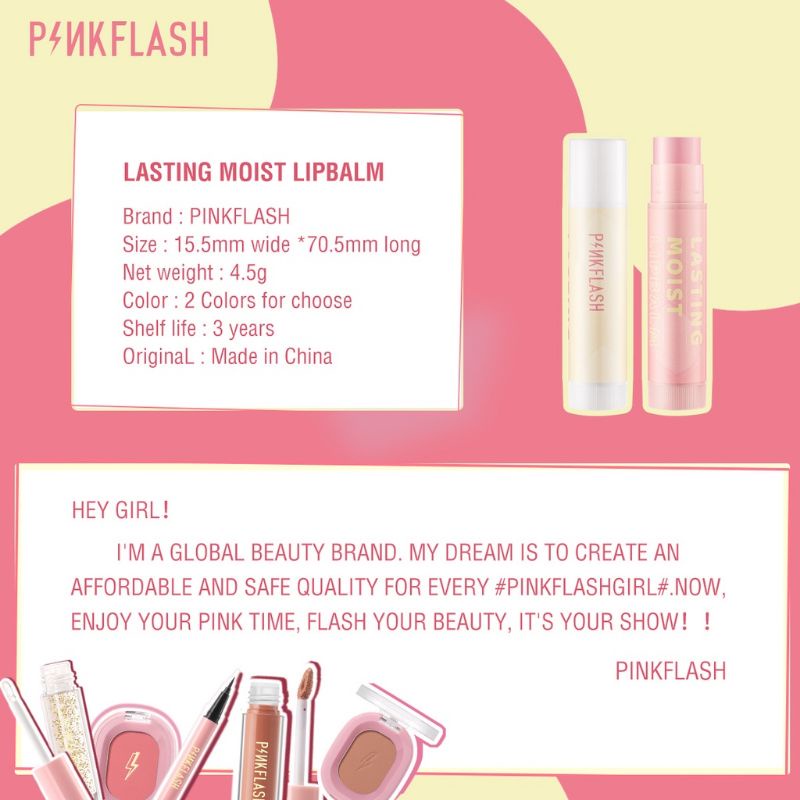 (BPOM) PINKFLASH Lip Balm fresh Lasting Moist soft lips Rose Moisturizing