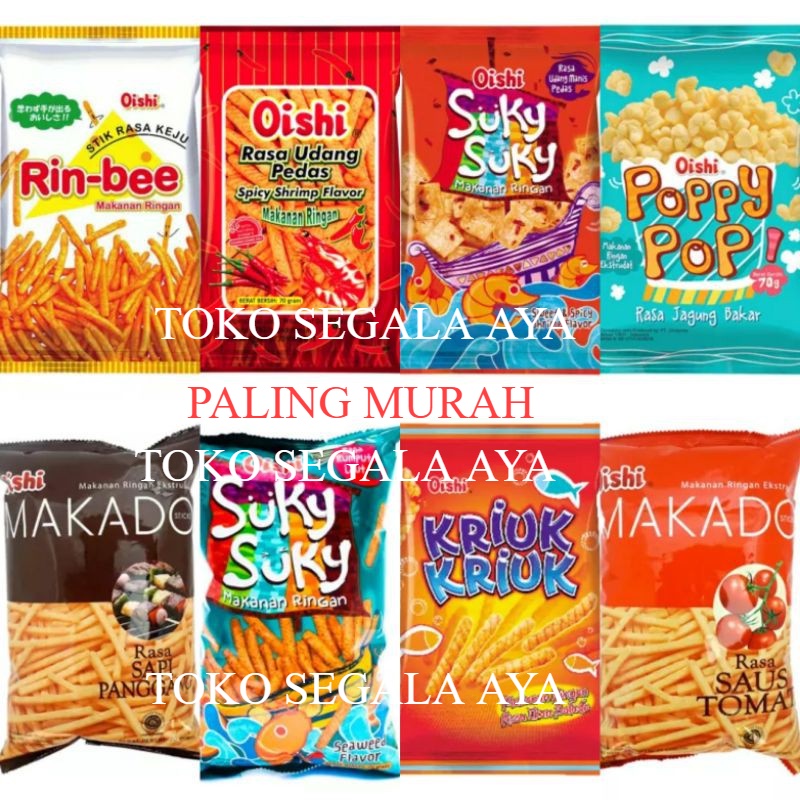 

OISHI Snack asin 65 - 70 gr -- Rinbee / Suky / Makado / Kriuk