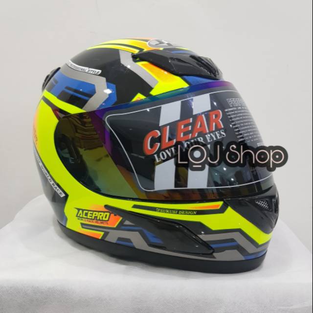 Helm Full Face JPN FullFace Acepro 02 - Black Green Gloss