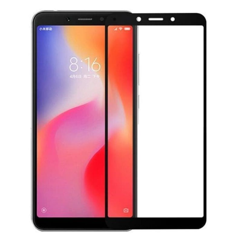 Tempered Glass Xiaomi Redmi 6A Full Cover Warna 5D / 6D / 9D  - Hitam