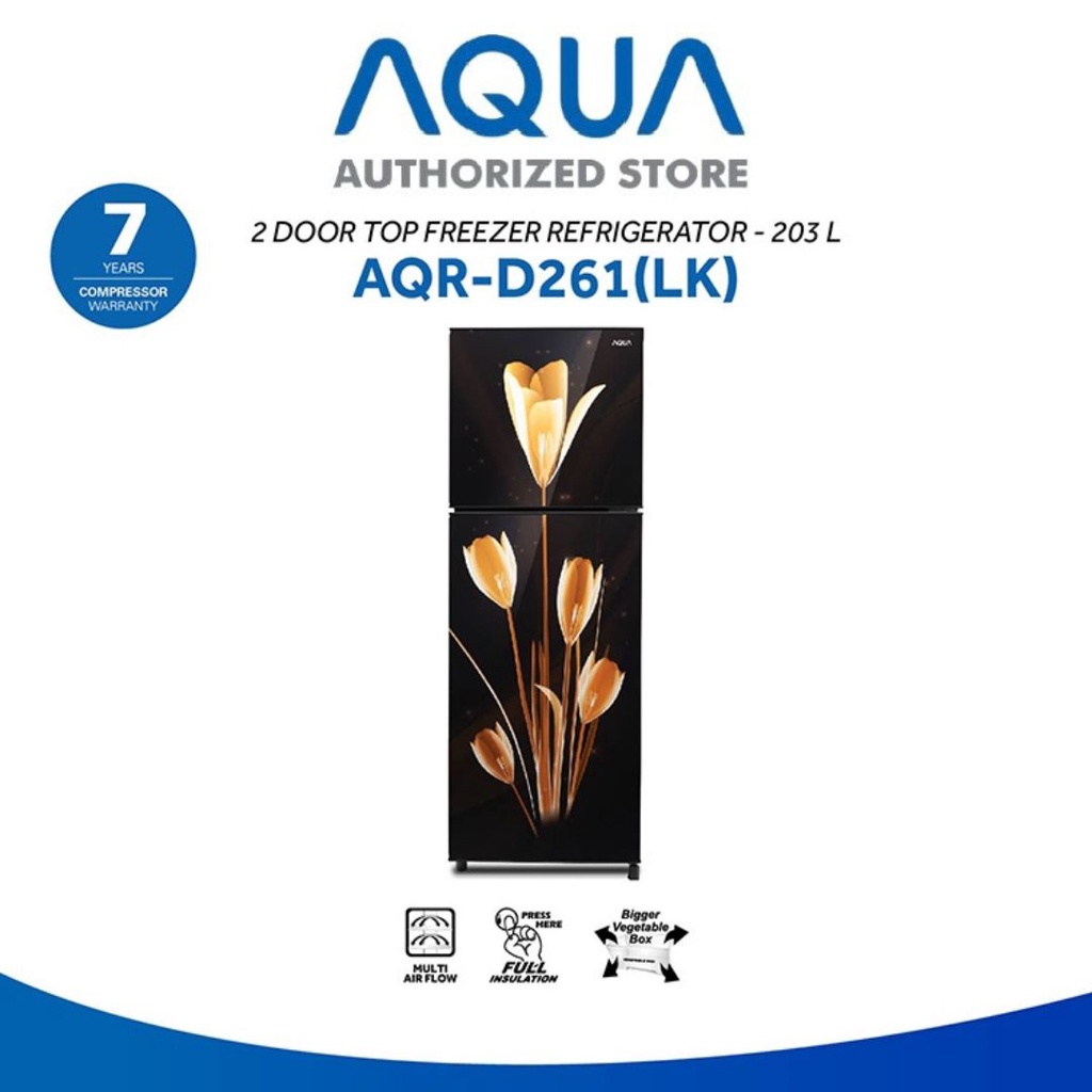 AQUA Japan Kulkas 2 Pintu 203 Liter AQR-D261(LK) | Multi Airflow