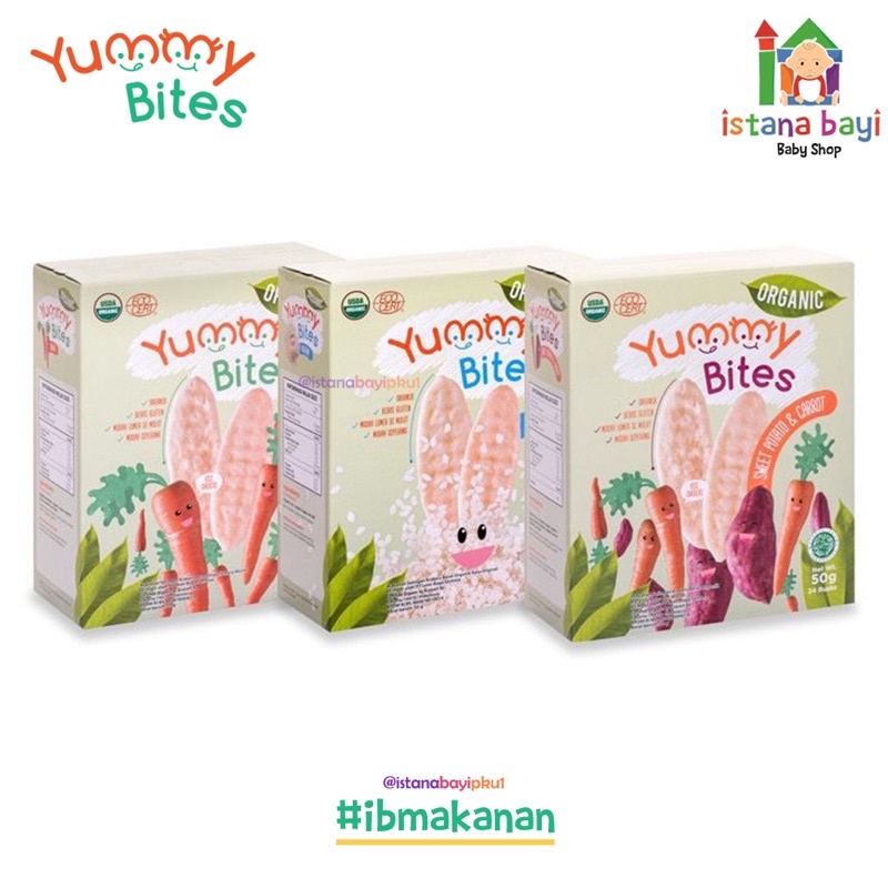 YUMMY BITES Organic Rice crackers 50 g - Makanan bayi organic