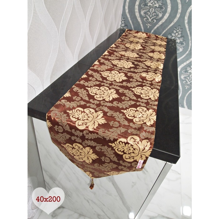 Taplak Meja Makan Minimalis Modern /Taplak Meja Panjang Klasik Coklat Cuci Gudang