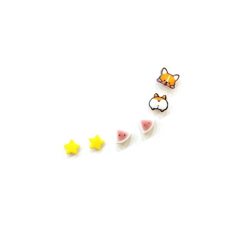 Anting Stud Desain Bintang Lemon Hati Bunga Cakar Kucing Lobak Air Bulan Kelinci Bahan Keramik Untuk Wanita