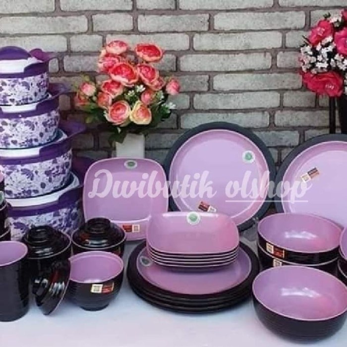 Miliki Segera  Piring Makan Golden Dragon Melamin Dan Food Warmer Magnolia - Ungu 007