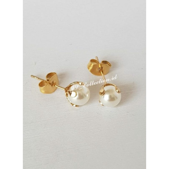 Anting tusuk Pentol mutiara Titanium Anting Tusuk Emas Anting Tusuk Titanium mutiara Putih