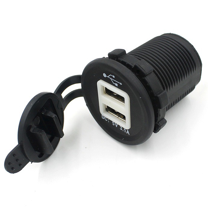 Motorcycle USB Charger 2 Port ADAPTOR Charger Motor DC 5V 3.1A dual output Socket Cas HP smartphone