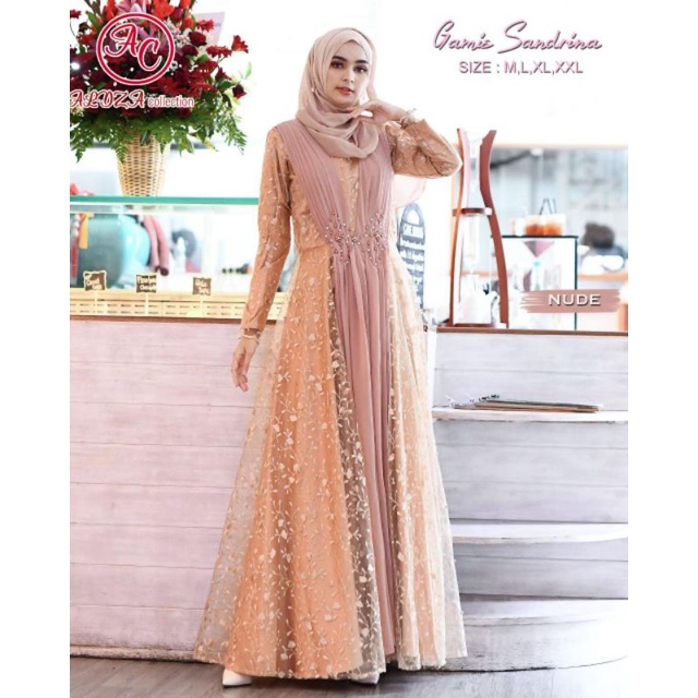 GAMIS SANDRINA SELENDANG MUTIARA / DRESS SANDRINA MUTIARA / DRESS FAVORIT