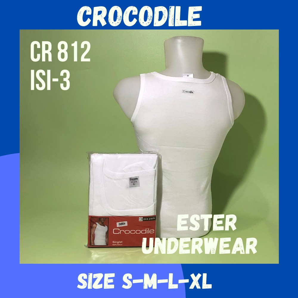 Kaos Singlet Pria CROCODILE CR 812P PUTIH ISI-3PCS