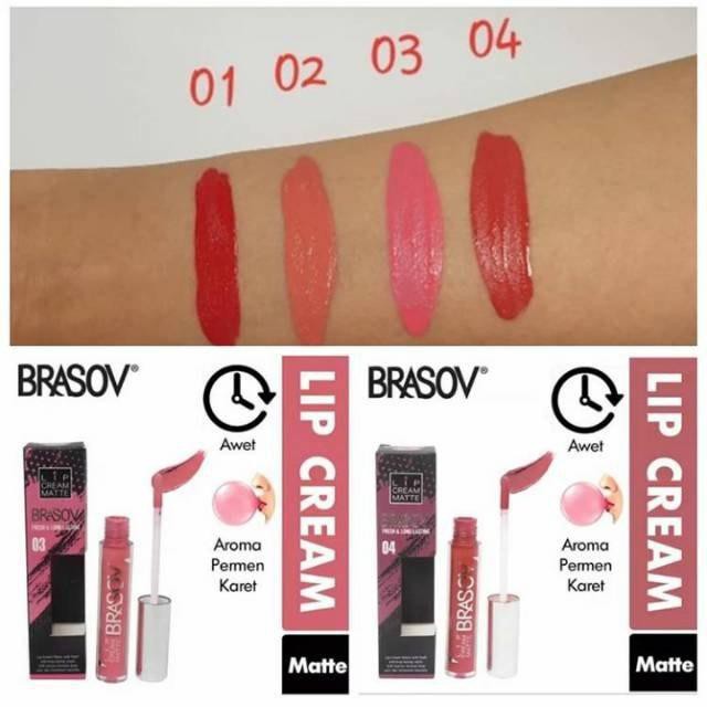 ASK.id - Brasov lip cream matte 6G NO 01-04 Fresh and Long Lasting BPOM lip cream