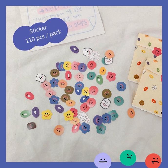 

110Pcs Pack Stiker Kertas Motif Smile Lucu untuk Alat Tulis Sekolah Ka