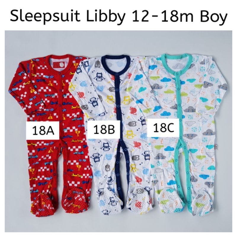 SATUAN PILIH MOTIF Sleepsuit Libby Premium Big Size 12 18 24 Bulan Boy Antislip