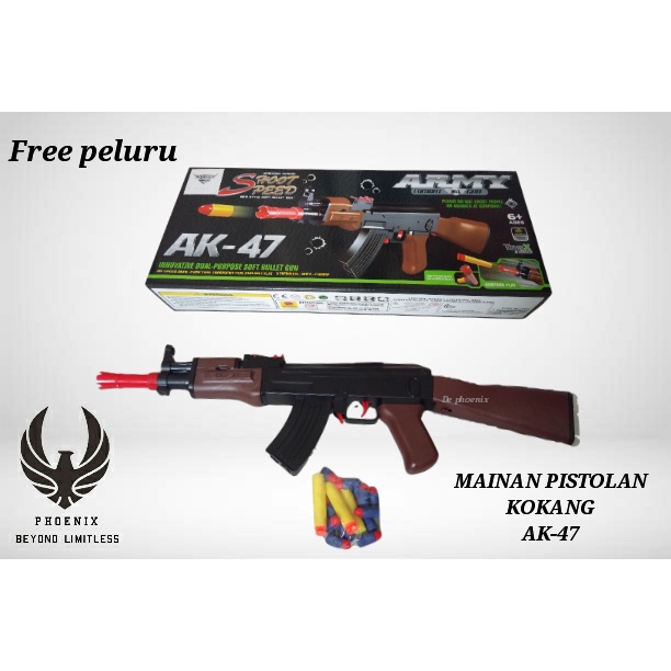 BRO1220 MAINAN SENJATA PISTOL PISTOLAN AKM SOFT BULLET NERF DART KOKANG HADIAH EDUKASI ANAK