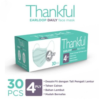 Thankful Masker Earloop 4 ply isi 30