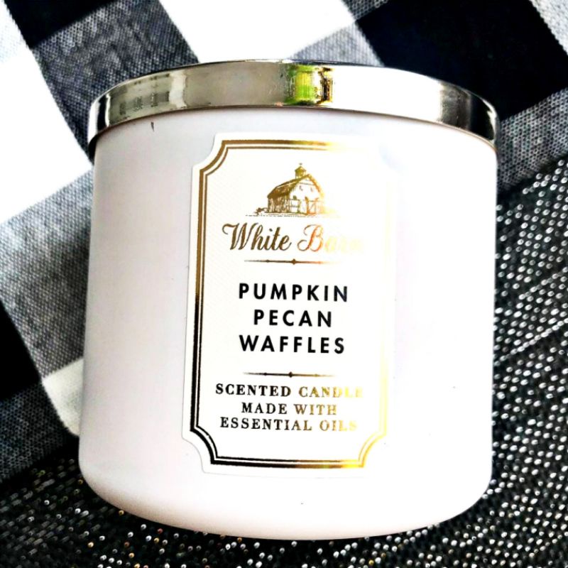 BATH &amp; BODY WORKS BBW PUMPKIN PECAN WAFFLES 3-WICK SCENTED CANDLE 411 G WAFFLE LILIN WANGI 3 SUMBU UKURAN BESAR PENGHARUM RUANGAN