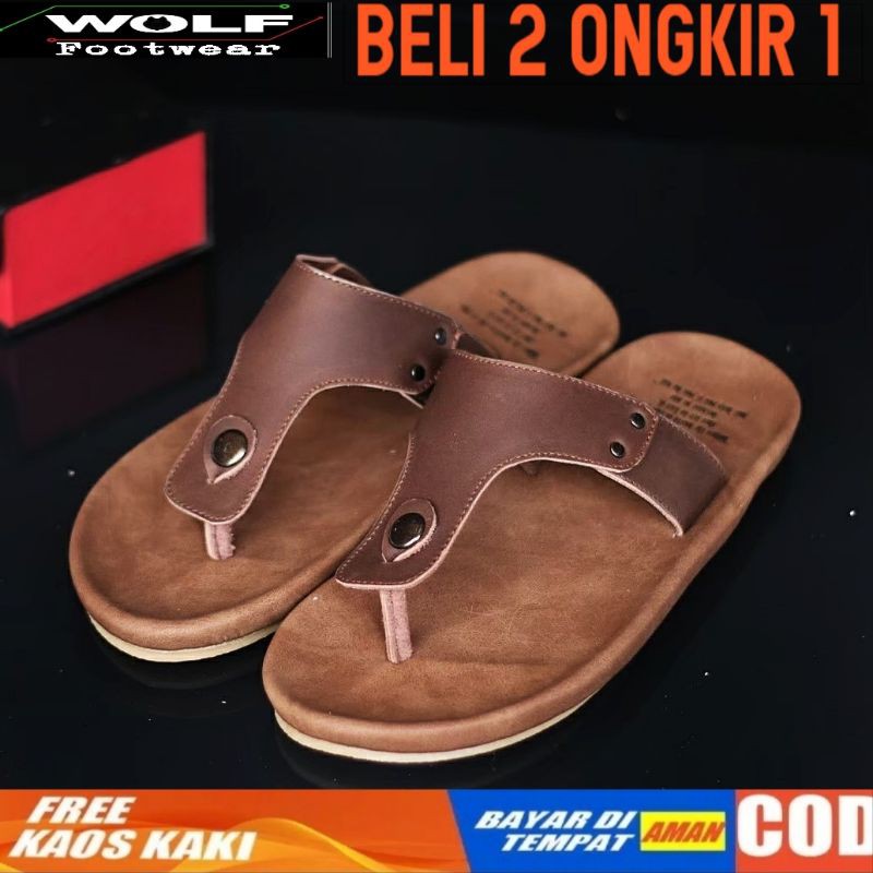 BELI 2 ONGKIR 1! SANDAL FULL FULL KULIT ASLI CEVANY 05 CLOVER HITAM COKLAT TAN ORIGINAL