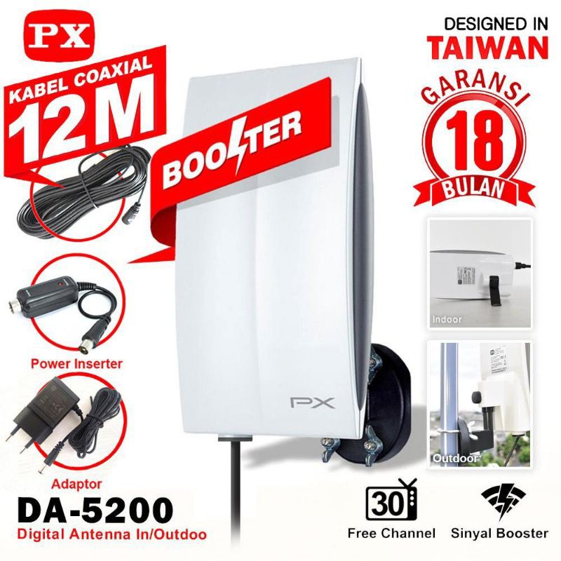 Digital TV Antenna Indoor/Outdoor DA-5200 + kabel 12 Meter